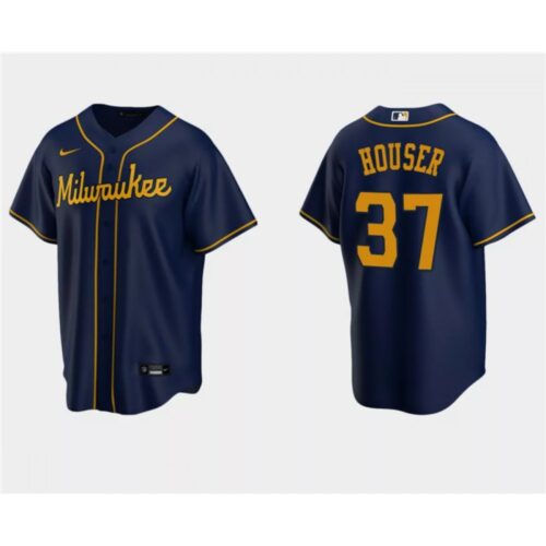 686375d2e2ce2_1 Men's Milwaukee Brewers #37 Adrian Houser Navy Cool Base Stitched Jersey