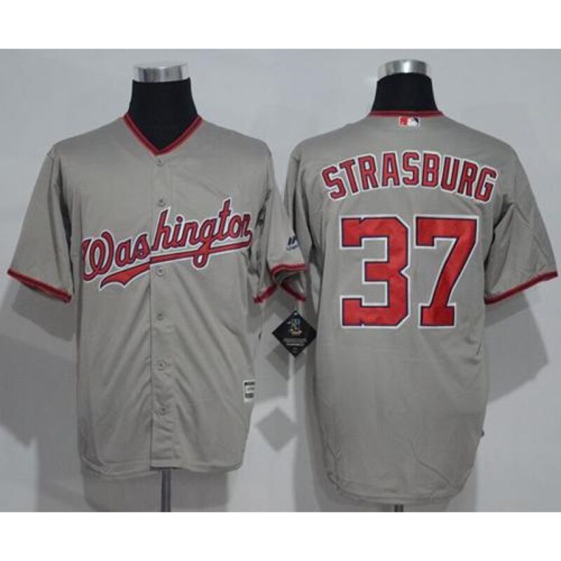 686375ff0e5ce_1 Nationals #37 Stephen Strasburg Grey New Cool Base Stitched MLB Jersey