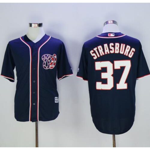 6863760604a25_1 Nationals #37 Stephen Strasburg Navy Blue New Cool Base Stitched MLB Jersey
