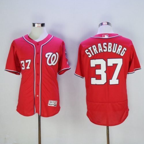 6863760cbaa46_1 Nationals #37 Stephen Strasburg Red Flexbase Authentic Collection Stitched MLB Jersey