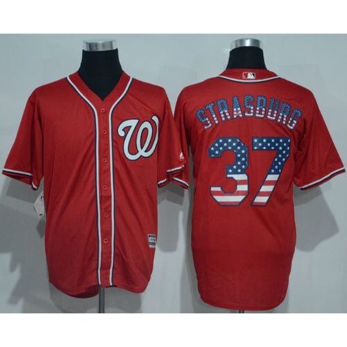 6863761049da4_1 Nationals #37 Stephen Strasburg Red USA Flag Fashion Stitched MLB Jersey