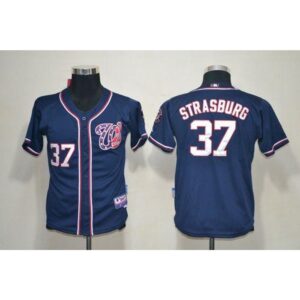68637619a7eb9_1 Nationals #37 Stephen Strasburg Blue Cool Base EStitched Youth MLB Jersey