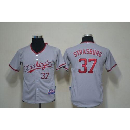 6863761f73f09_1 Nationals #37 Stephen Strasburg Grey Cool Base Stitched Youth MLB Jersey