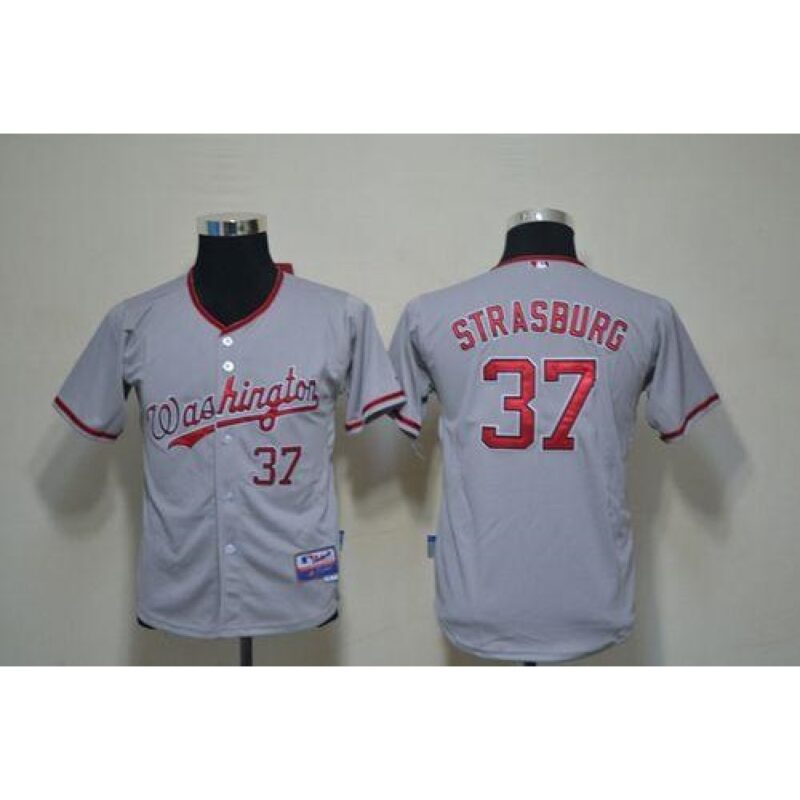 6863761f73f09_1 Nationals #37 Stephen Strasburg Grey Cool Base Stitched Youth MLB Jersey