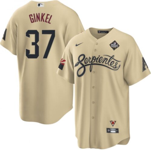 6863762c4c38d_1 Men's Arizona Diamondbacks #37 Kevin Ginkel Cream 2023 World Series City Connect Cool Base Stitched Baseball Jersey