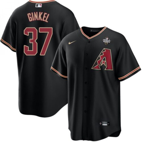 6863762fbee1f_1 Men's Arizona Diamondbacks #37 Kevin Ginkel Black 2023 World Series Cool Base Stitched Baseball Jersey