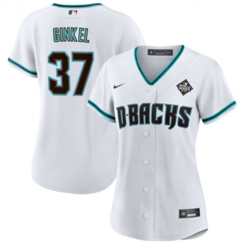 6863763d86d99_1 Women's Arizona Diamondbacks #37 Kevin Ginkel White 2023 World Series Stitched Baseball Jersey(Run Small)