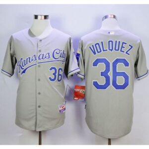 6863768a1351c_1 Royals #36 Edinson Volquez Grey Cool Base Road Stitched MLB Jersey