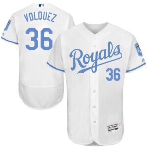 6863769aa6fd8_1 Royals #36 Edinson Volquez White Flexbase Authentic Collection 2016 Father's Day Stitched MLB Jersey
