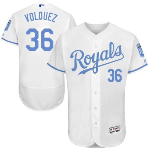 6863769aa6fd8_1 Royals #36 Edinson Volquez White Flexbase Authentic Collection 2016 Father's Day Stitched MLB Jersey