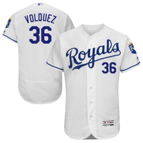 686376a114d5a_1 Royals #36 Edinson Volquez White Flexbase Authentic Collection Stitched MLB Jersey