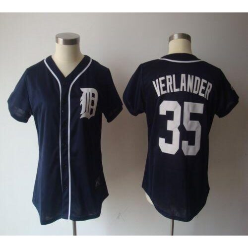 6863770456931_1 Tigers #35 Justin Verlander Navy Blue Women's Fashion Stitched MLB Jersey