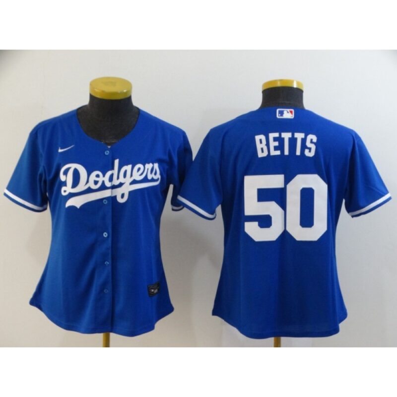 68637753c996e_1 Women's Los Angeles Dodgers #50 Mookie Betts Blue Cool Base Stitched MLB Jersey(Run Small)