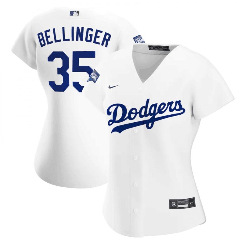 68637769c181b_1 Women's Los Angeles Dodgers #35 Cody Bellinger White 2020 World Series Champions Home Patch MLB Stitched Jersey(Run Small)