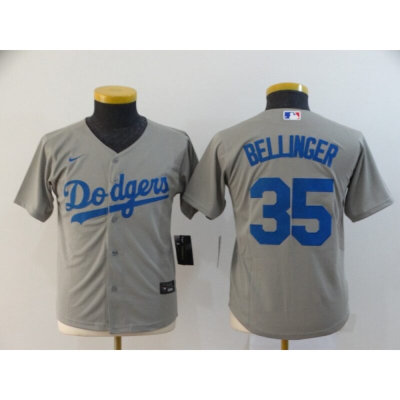 686377751859e_1 Youth Los Angeles Dodgers #35 Cody Bellinger Grey Cool Base Stitched MLB Jersey