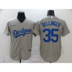 686377b7f187e_1 Men's Los Angeles Dodgers #35 Cody Bellinger Grey Cool Base Stitched MLB Jersey