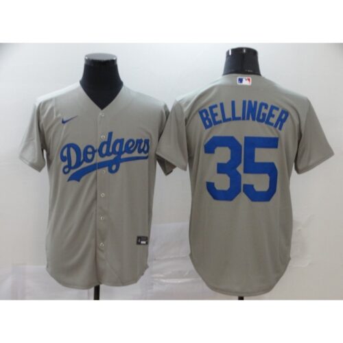 686377b7f187e_1 Men's Los Angeles Dodgers #35 Cody Bellinger Grey Cool Base Stitched MLB Jersey