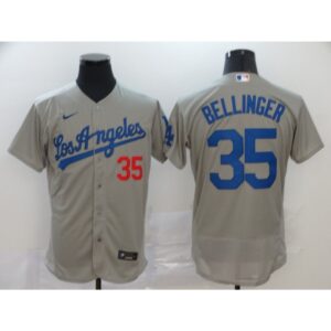 686377bb46b04_1 Men's Los Angeles Dodgers #35 Cody Bellinger Grey Flex Base Stitched MLB Jersey