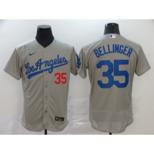 686377bb46b04_1 Men's Los Angeles Dodgers #35 Cody Bellinger Grey Flex Base Stitched MLB Jersey