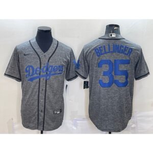 686377be97bfb_1 Men's Los Angeles Dodgers #35 Cody Bellinger Grey Cool Base Stitched Jersey