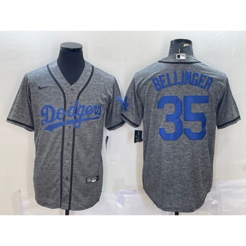 686377be97bfb_1 Men's Los Angeles Dodgers #35 Cody Bellinger Grey Cool Base Stitched Jersey