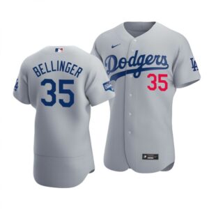686377c89e643_1 Men's Los Angeles Dodgers #35 Cody Bellinger 2020 Grey World Series Champions Patch Flex Base Sttiched Jersey