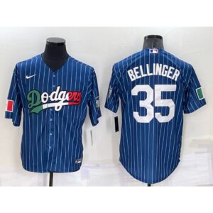686377d9593f4_1 Men's Los Angeles Dodgers #35 Cody Bellinger Navy Mexico World Series Cool Base Stitched Baseball Jersey