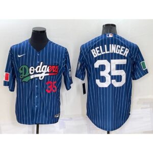 686377dc84b80_1 Men's Los Angeles Dodgers #35 Cody Bellinger Navy Mexico World Series Cool Base Stitched Baseball Jersey