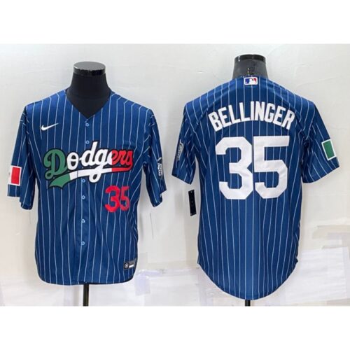 686377dc84b80_1 Men's Los Angeles Dodgers #35 Cody Bellinger Navy Mexico World Series Cool Base Stitched Baseball Jersey