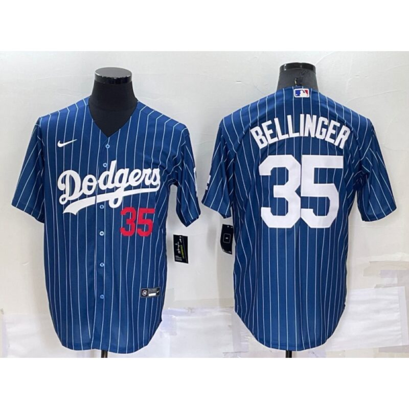 686377e34d739_1 Men's Los Angeles Dodgers #35 Cody Bellinger Navy Cool Base Stitched Baseball Jersey