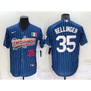 686377ea2e255_1 Men's Los Angeles Dodgers #35 Cody Bellinger Navy Mexico Rainbow Cool Base Stitched Baseball Jersey