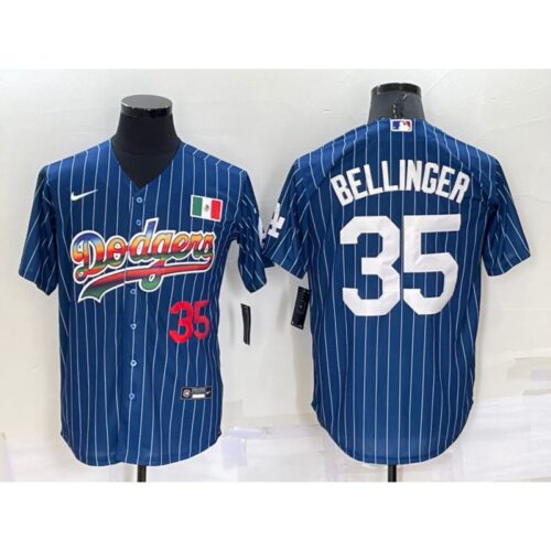 686377ea2e255_1 Men's Los Angeles Dodgers #35 Cody Bellinger Navy Mexico Rainbow Cool Base Stitched Baseball Jersey
