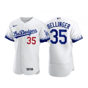 6863782746e4b_1 Men's Los Angeles Dodgers #35 Cody Bellinger 2021 White City Connect Flex Base Stitched Baseball Jersey