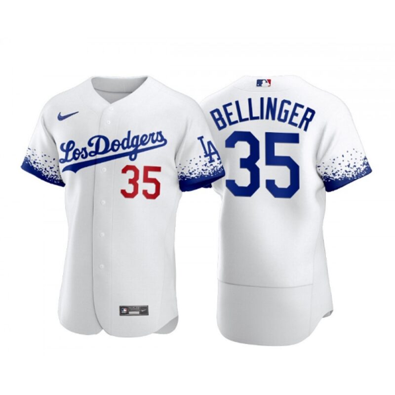 6863782746e4b_1 Men's Los Angeles Dodgers #35 Cody Bellinger 2021 White City Connect Flex Base Stitched Baseball Jersey