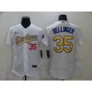 6863783c7466a_1 Men's Los Angeles Dodgers #35 Cody Bellinger 2021 White Gold Sttiched Jersey