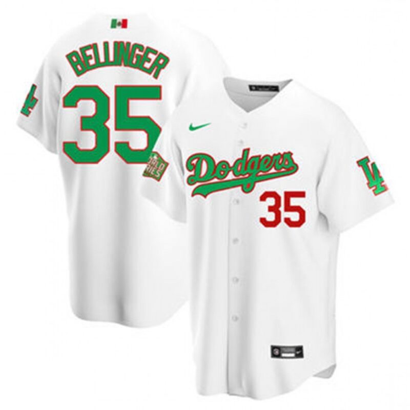 6863784d7a329_1 Men's Los Angeles Dodgers #35 Cody Bellinger White Green Mexico 2020 World Series Stitched Jersey