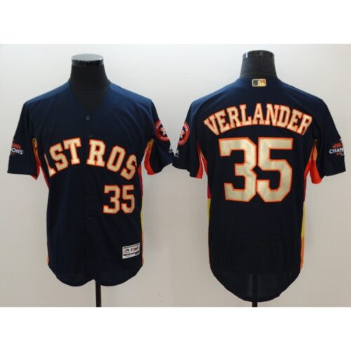 68637896aa5ad_1 Men's Houston Astros #35 Justin Verlander Navy 2018 Gold Program Flexbase Stitched MLB Jersey