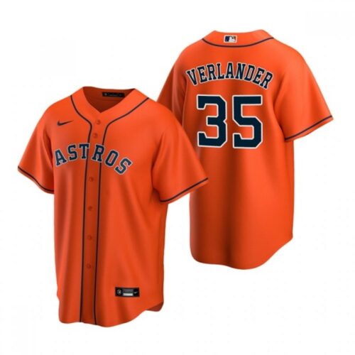 686378b7c46b3_1 Men's Houston Astros #35 Justin Verlander Orange Cool Base Stitched Jersey