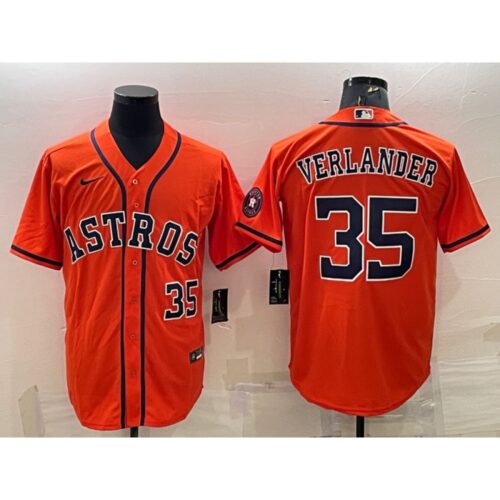 686378c184cca_1 Men's Houston Astros #35 Justin Verlander Orange With Patch Cool Base Stitched Jersey