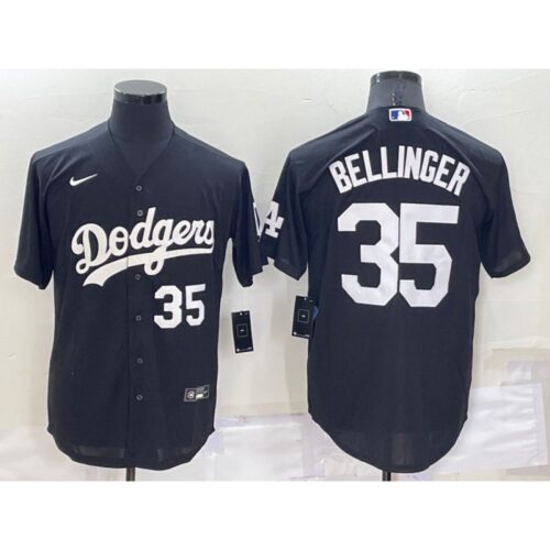 68637905cb98e_1 Men's Los Angeles Dodgers #35 Cody Bellinger Black Cool Base Stitched Jersey