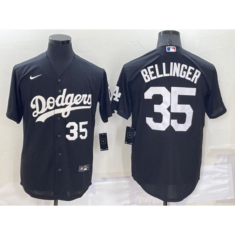 68637905cb98e_1 Men's Los Angeles Dodgers #35 Cody Bellinger Black Cool Base Stitched Jersey