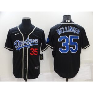 6863790913424_1 Men's Los Angeles Dodgers #35 Cody Bellinger Black Cool Base Stitched Baseball Jersey