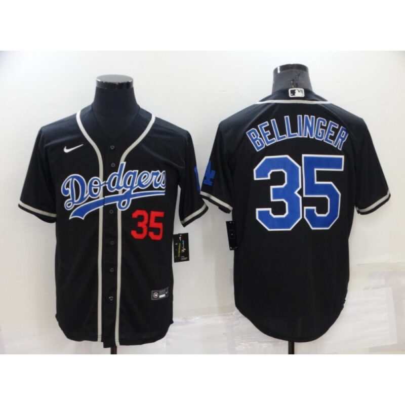 6863790913424_1 Men's Los Angeles Dodgers #35 Cody Bellinger Black Cool Base Stitched Baseball Jersey
