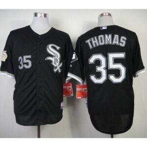 6863793694445_1 White Sox #35 Frank Thomas Black w75th Anniversary Commemorative Patch Stitched MLB Jersey