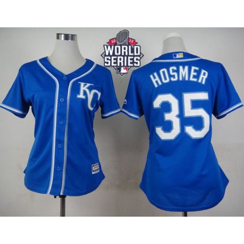 686379b27ea28_1 Royals #35 Eric Hosmer Blue Alternate 2 W/2015 World Series Patch Women's Stitched MLB Jersey