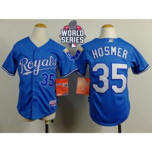686379baacf80_1 Royals #35 Eric Hosmer Blue Cool Base Alternate 1 W/2015 World Series Patch Stitched Youth MLB Jersey