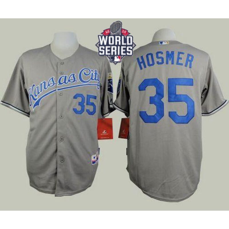 686379e96da6b_1 Royals #35 Eric Hosmer Grey Road Cool Base W/2015 World Series Patch Stitched MLB Jersey