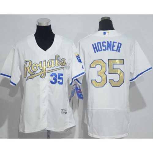 68637a3ab5afb_1 Royals #35 Eric Hosmer White Flexbase Authentic 2015 World Series Champions Gold Program Cool Base Women's Stitched MLB Jersey