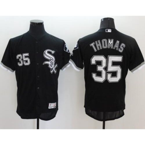 68637a6793927_1 White Sox #35 Frank Thomas Black Flexbase Authentic Collection Stitched MLB Jersey