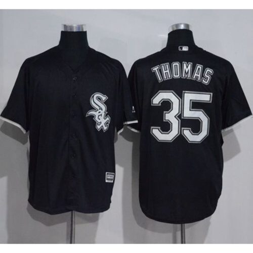 68637a6af19db_1 White Sox #35 Frank Thomas Black New Cool Base Stitched MLB Jersey